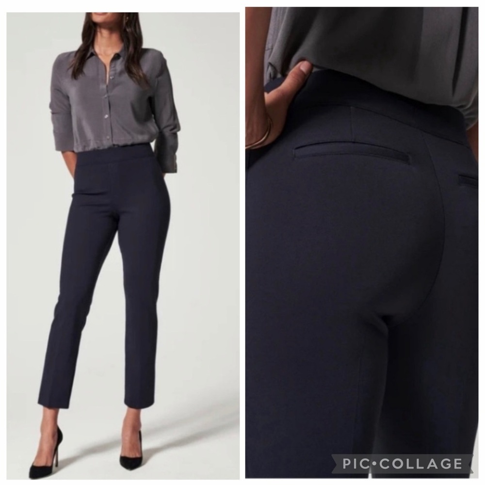SPANX Ponte Comfort Waist Slim Straight Leg Pant Navy Size XL
